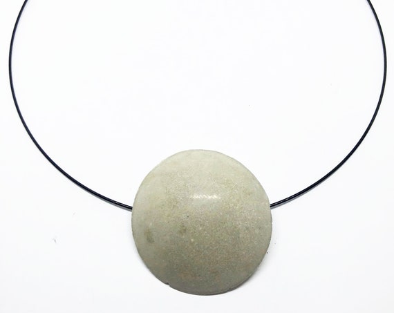 Choker Chain Necklace Concrete Jewelry with Large Round Pendant Concrete Minimalist Design Gift for Women