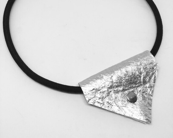 Fashion Jewelry Necklace Necklace with Pinatex® riveted pendant Chain with magnetic clasp silver, black or gold