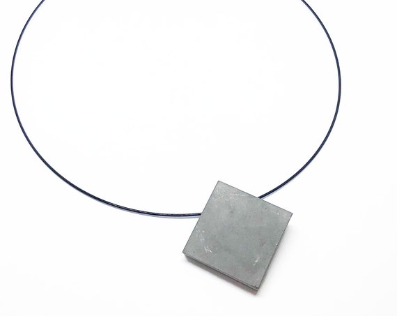 Choker Chain Necklace Concrete Jewelry with square Concrete Minimalist Design Gift for Women