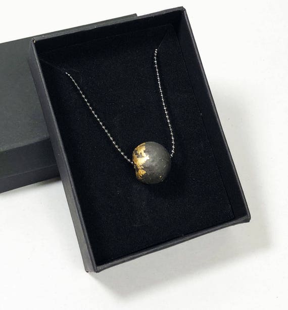 Chain Necklace Concrete Jewelry Minimalist Design Black Stainless Steel Ball Chain with gold