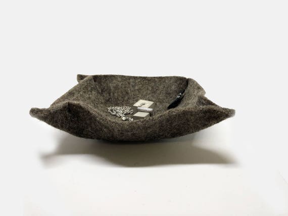 Felt bowl ring bowl storage for jewelry and other things dark or light gray 100% wool felt