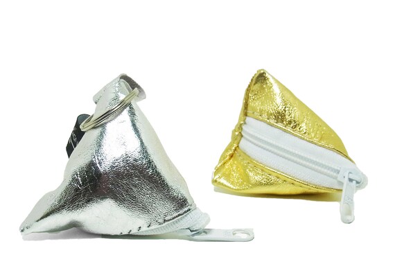 KEY BAG leather metallic gold or silver Gift for Women
