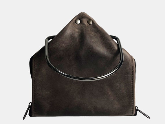 Brown leather handbag designer bag gift for mother's day small handbag wrist bag ∣BAG#25