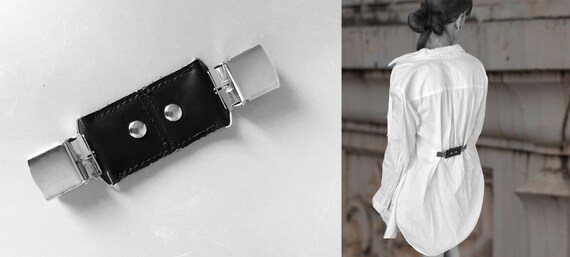 Small belt Mini belt made of leather for attaching to blouses or jackets at the back or front