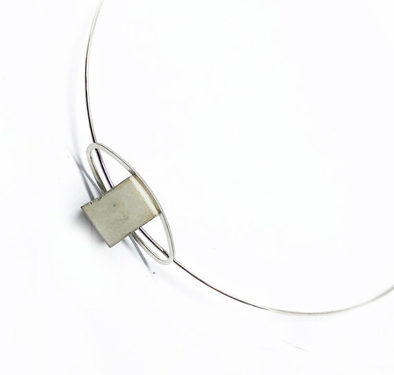 Choker Chain Necklace Concrete Jewelry with Cube Concrete Minimalist Design Gift for Women