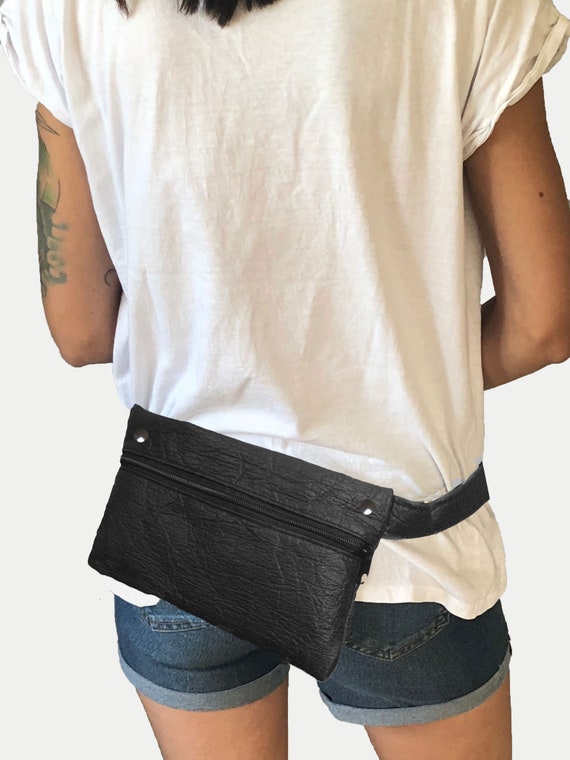 Waist bag Bum bag made of PINATEX® minimalist design black or brown Gift Unisex | BAG # 113