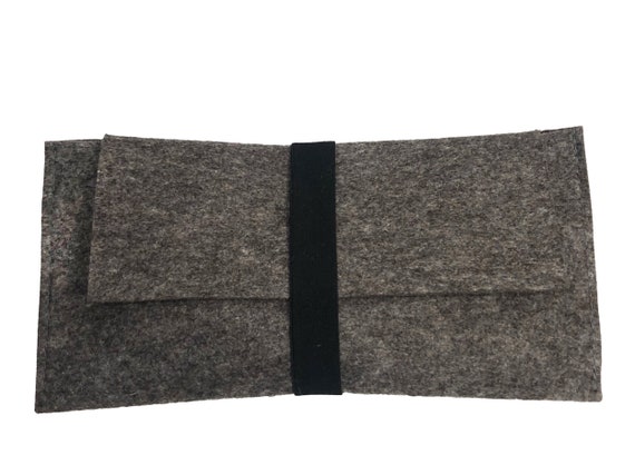 Clutch gray 100% wool felt with elastic band -10 single piece