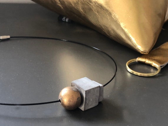 Choker Chain Necklace Concrete Jewelry gold Concrete Minimalist Design gift for women
