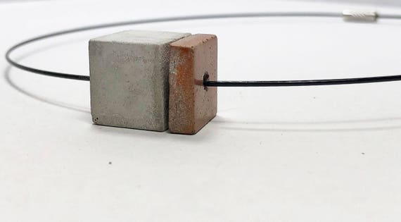 Choker Chain Necklace concrete jewelry gray made of concrete with copper element