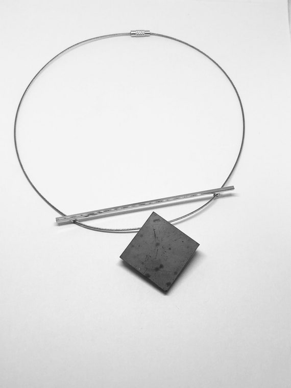 Choker Chain Necklace Concrete Jewelry with square Concrete Minimalist Design Gift for Women
