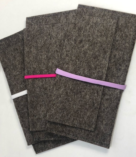 Clutch gray 100% wool felt with elastic band - 07 different colors