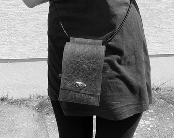 Mobile phone chain Mobile phone case made of 100% merino wool wool felt grey ∣BAG#151