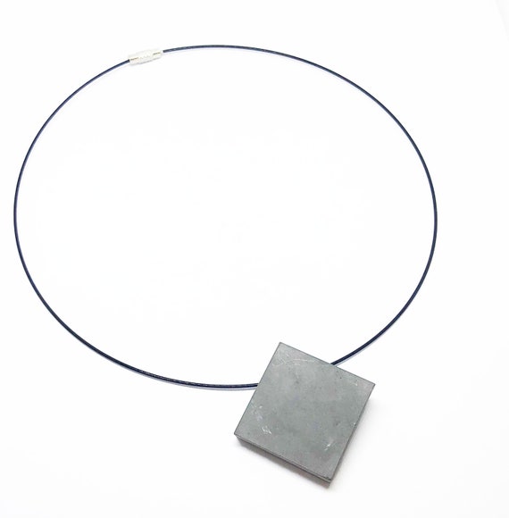 Choker Chain Necklace Concrete Jewelry with square Concrete Minimalist Design Gift for Women