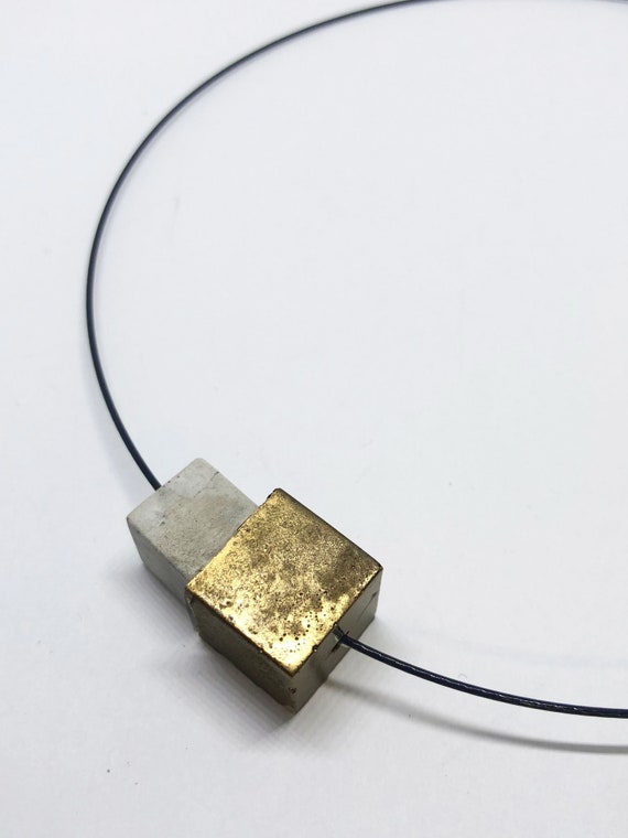 Choker Chain Necklace Concrete Jewelry Gold Concrete Minimalist Design gift for women