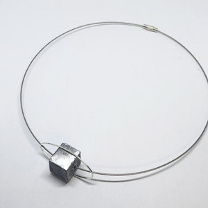 Choker Chain Necklace Concrete Jewelry with Cube Concrete Minimalist Design Gift for Women