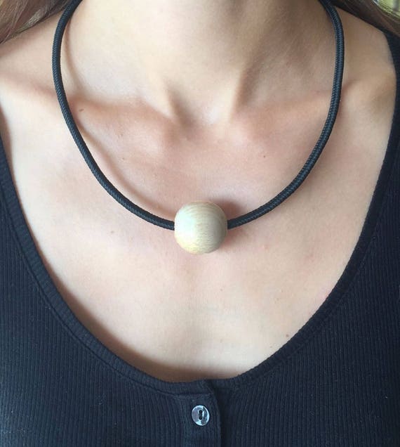 Necklace Necklace Necklace Necklace black with ball bead made of natural wood