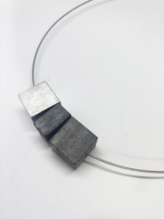 Choker Chain Necklace Concrete Jewelry Silver Concrete Minimalist Design gift for women
