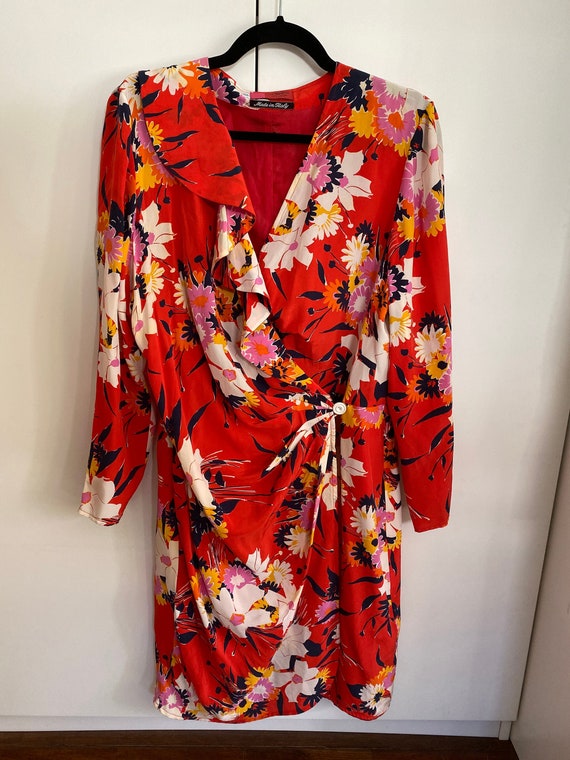 Vintage Emanuel Ungaro Silk Floral Wrap Dress