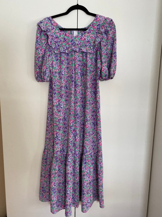 Vintage Ruffle Floral Prairie Maxi Dress