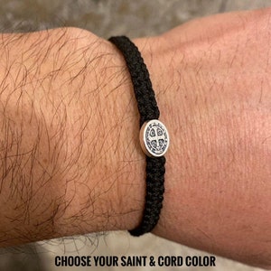 Custom St Benedict medal macrame bracelet | Christian Saint charm gift for him or her | TheLightjewelry Catholic gifts