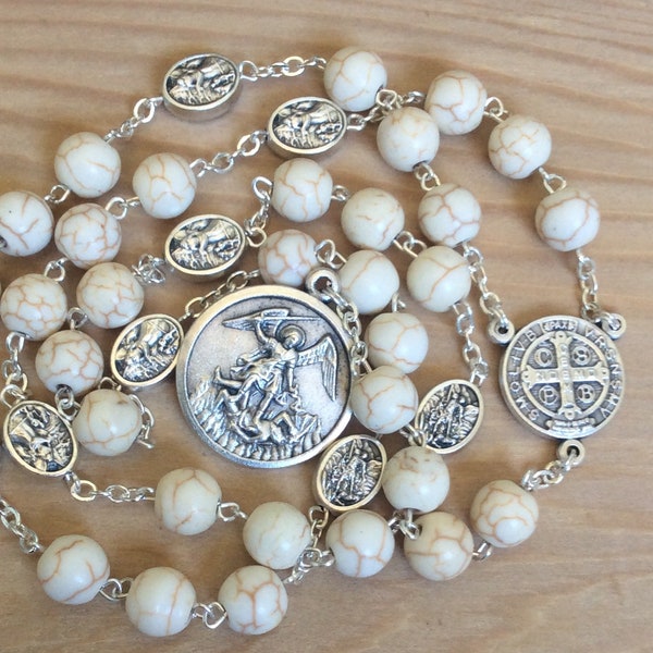 St Michael Chaplet, Crown of St Michael, St Michael rosary, Patron of Military, Prayer Beads, Catholic Chaplet, Rosary beads, St Michael