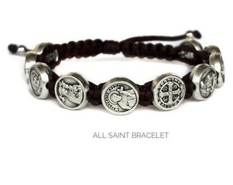 Saint Catholic bracelet, all saints bracelet, Miraculous medal, saint medal, christian bracelet, saint bracelet, catholic wristbands
