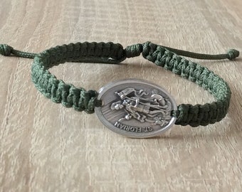 St Florian bracelet, firefighter gift, st florian medal, adjustable catholic bracelet, Saint Florian, patron saint jewelry, catholic gift