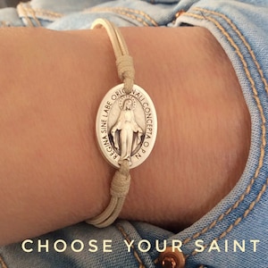 Miraculous medal bracelet, Saint bracelet,All saints, St Dymphna, St Rita, Protective bracelet, Scapular medal, St Joan of Arc, St Anne