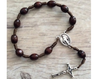 Pocket rosary, One decade rosary, Wooden rosary, Catholic rosary, Rosary tenner, Rosary Chaplet, Chaplets, Mini Rosary, Confirmation gifts