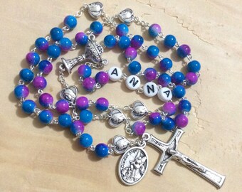 Baptism, Personalized Rosary First Holy Communion Rosary,Catholic Confirmation or Quinceanera gift,Christening gift