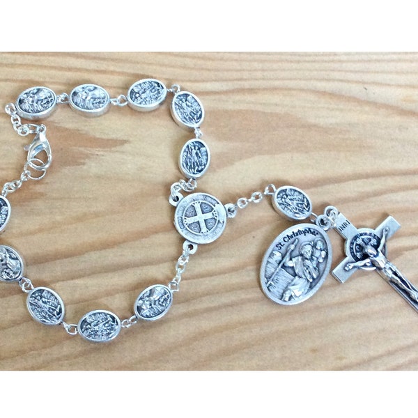 St Michael car rosary, gift for godparents, protection on The Highway, auto rosary, pocket rosary,catholic  gift, rosary tenner