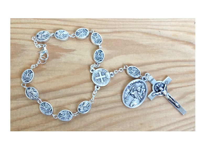 St Michael car rosary, gift for godparents, protection on The Highway, auto rosary, pocket rosary,catholic gift, rosary tenner image 1