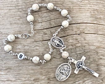 Auto Rosary, Car Rosary, Rear Mirror Hanger, Catholic Rosary, Personalized rosary, Patron of Travel, St Christopher, Car accesories