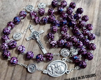 St Joseph Holy Family rosary, Prayer beads, Catholic rosary, Rosary beads, St Benedict Cross, Rcia gift, Catholic rosary, Female Rosary