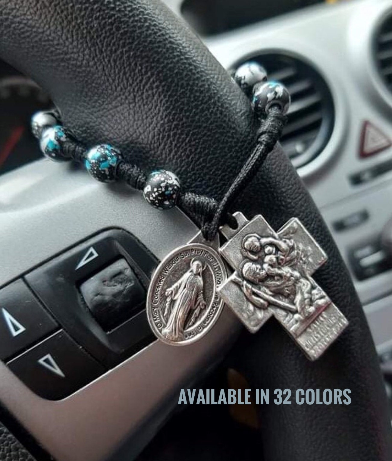 Catholic Car Rosary, Pastor Travel Gifts One Decade Auto Rosary, car accessories, Miraculous medal, Catholic gifts, Pocket Rosary