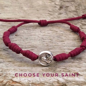 Geknotete Kordel Rosenkranz Armband, katholisches Armband, Gebetsarmband, St Benedikt, St Michael, Miraculous Medaille, Padre Pio, St Francis, St Clare