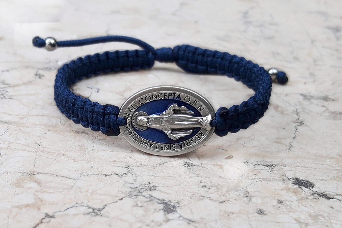 Miraculous medal enameled bracelet catholic women bracelet Etsy
