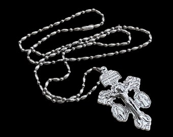 Pardon Crucifix Necklace,  Protection from evil necklace, Catholic Necklace Pardon Cross  2 1/8” Inches, Miraculous medal, St benedict cross