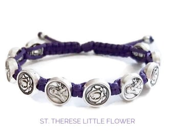 Saint Therese Bracelet, St Therese jewelry, florist saint, Catholic women gift,  st Therese of Lisieux, St.Therese little flower