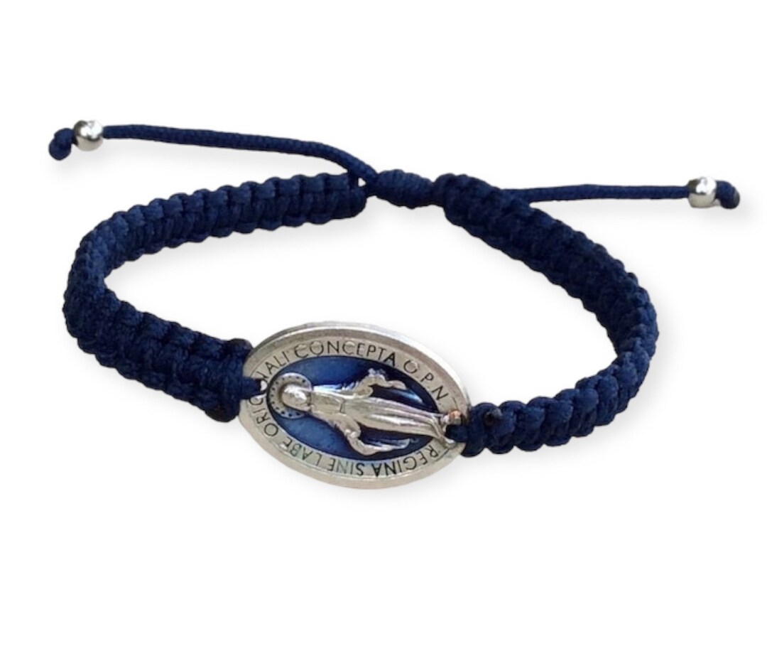 Miraculous Medal Enameled Bracelet, Catholic Women Bracelet, Man 