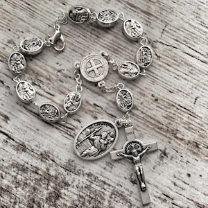 St Michael car rosary, gift for godparents, protection on The Highway, auto rosary, pocket rosary,catholic gift, rosary tenner image 2