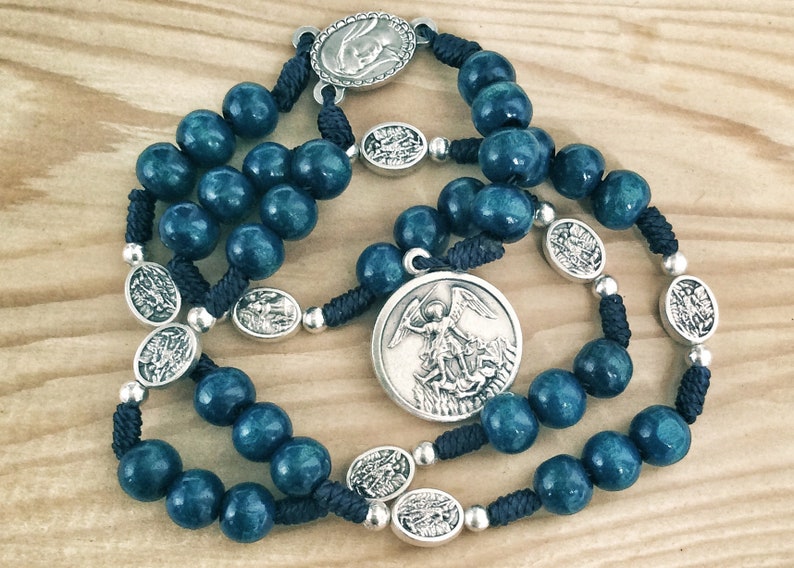 St Michael Chaplet Saint Michael Rosary Prayer Beads Wooden | Etsy