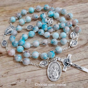 Miraculous medal rosary, Prayer beads, Catholic rosary, Rosary bead, St Benedict Cross, Rcia gift, Catholic rosary, Rosary for women
