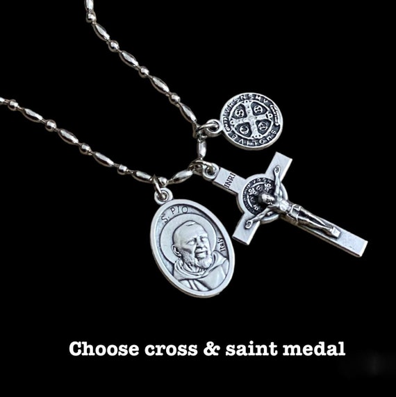 Catholic Chain Cross Necklace Saint Medals Religious Protection Necklace  For Men | eBay