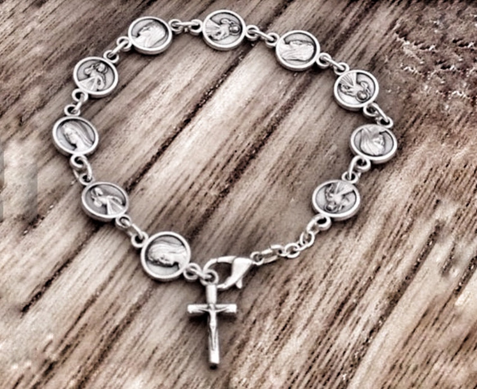 Rosary Bracelet Divine Mercy Virgin Mary Catholic Bracelet Etsy