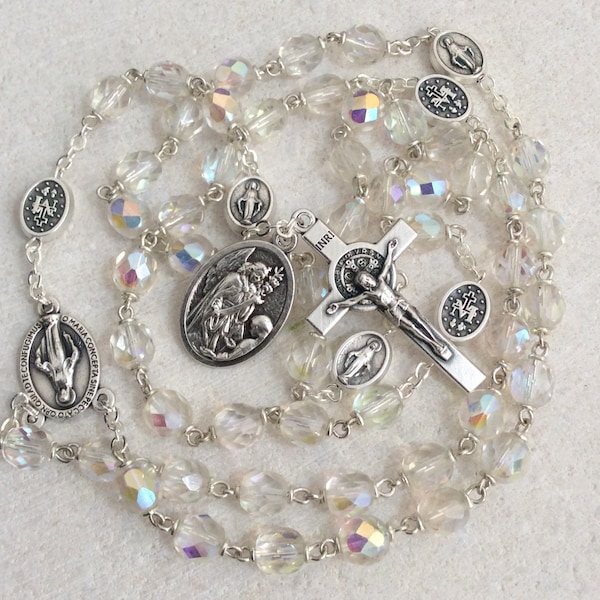 Crystal AB rosary, Catholic Rosary, Mothers gift, Confirmation, Crystal Prayer Beads, Grandma rosary, Catholic wedding gift