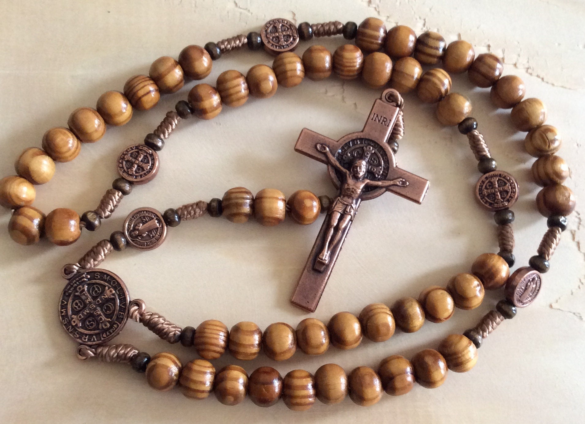 St. Benedikt Holz Rosenkranz katholischen Männer Rosenkranz Etsy