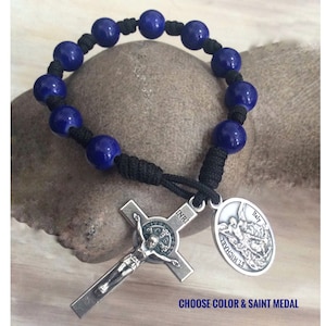 Saint Michael Pocket Catholic Rosary Car Rosary Beads St Michael  Medal One Decade  Rosary Single Decade Auto Rosary Rear View Mirror Rosary