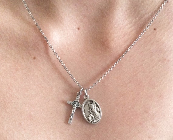 Dainty crucifix necklace sale