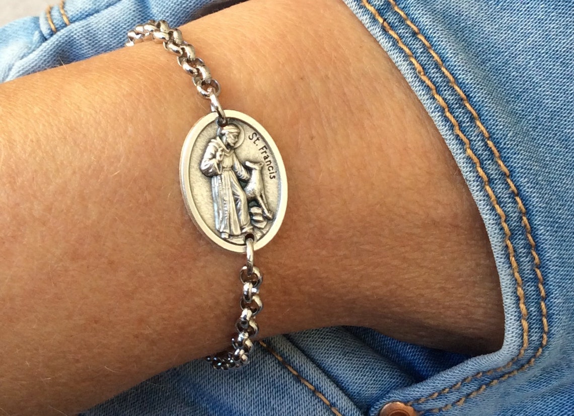 Stainless Steel Chain Catholic Bracelet With Round Medals| MedjugorjeGifts